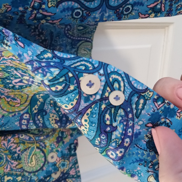 💙Alan Flusser💙 - Blue/Multi Paisley L/S Button Down - Picture 9 of 13